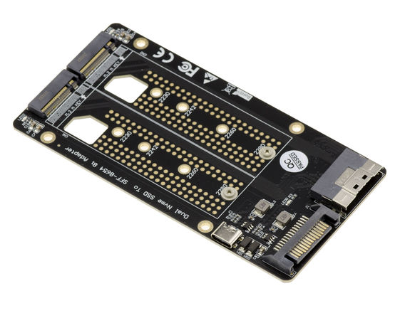 Adapter for 2 SSD M2 PCIe NVMe M Key to SFF8654 for mounting two SSD M2 in place of SSD U2