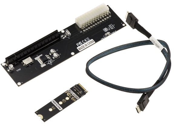 Adaptateur SSD M.2 2 En 1 - NVME PCIE Vers SFF-8654 Et SATA Vers SATA, Pour Carte Mère, Noir - 9
