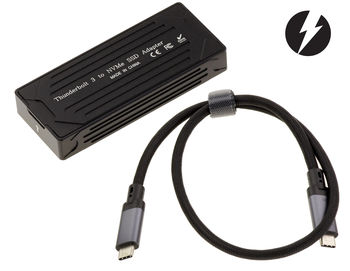 Aluminum Thunderbolt 3 40G enclosure for SSD M2 NVMe. Aluminum structure with high-speed cable included