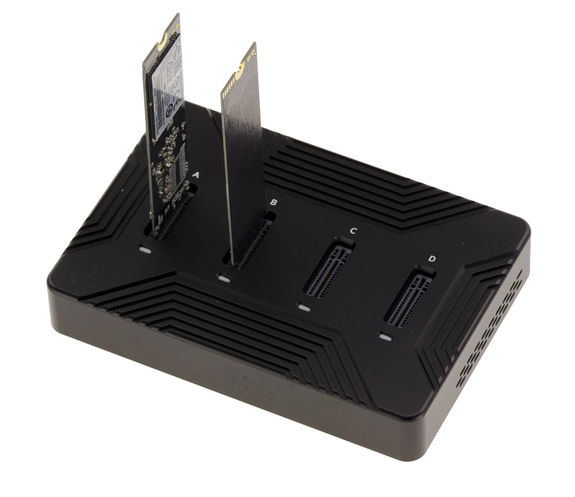 Dual-protocol dock station for 4 M2 NVMe or SATA SSDs with USB3.2 ...