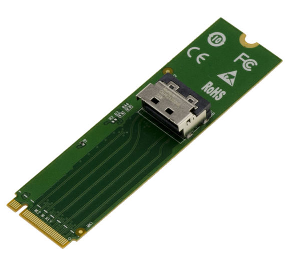 Gen 5.0 adapter for M2 NVMe M Key to MCIO x4 PCIe 5.0 port compatible 2230 2242 2260 2280