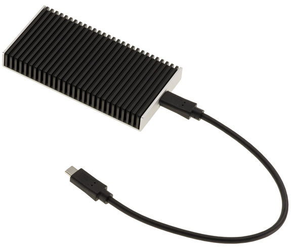 Aluminum USB4 and Thunderbolt 40G enclosure for M2 NVMe SSDs. Actual throughput measured on Mac or PC: 3.7G/s.