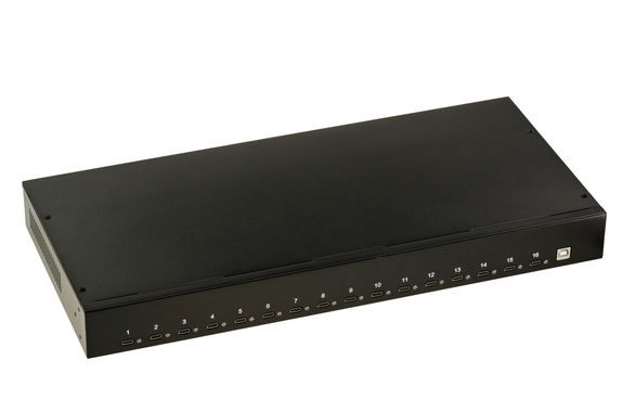 Station de charge industrielle rackable 44cm 16 ports USB type C puissance maximale 200W, alimentation 5V 2.1A par port