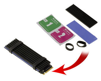 Thermal protection kit for M2 SSDs in 2280 format, with thermal pad and heat sink