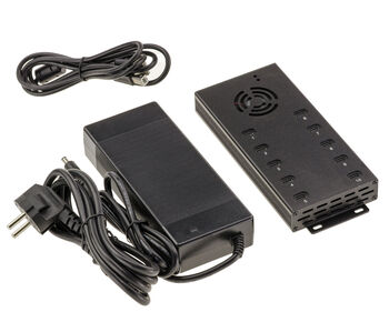 Industrial metal charging station with 10 USB Type-C ports, maximum power 120W, 5V 2.1A power supply per port