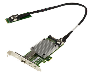 Carte M2 1 port réseau fibre SFP+ 10G 10 GIGABIT ETHERNET pour port M.2 M Key, avec chipset Intel JL82599EN. Liaison SFF-8087 40cm.