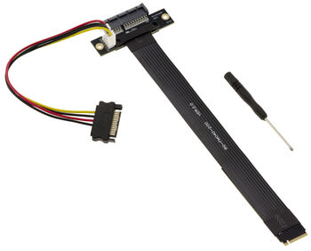 Gen 4.0 riser adapter for M2 M Key slot to PCIe x4 female port, length 20cm. Parallel orientation and Gen4 8GB/s throughput.
