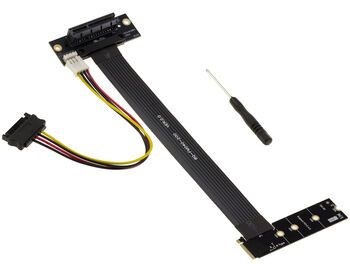 Gen 4.0 riser adapter for M2 M Key slot to PCIe x4 female port, length 20cm. Side output, perpendicular orientation, and Gen4 8GB/s throughput.