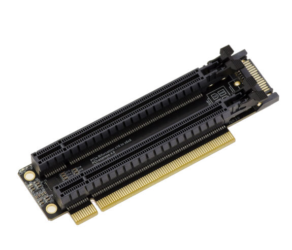 PCIe Gen 4.0 x16 zu 2 x8-Ports oder 1 x16-Port-Riser-Duplikator-Adapter, 90°-Ausrichtung, 32 GB/s Durchsatz in Gen4