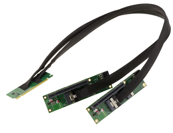 Cable d'extension duplicateur Riser PCIe Gen 4.0 x16 vers Bifurcation 2 Ports x8 débit 32 GB/s en Gen4