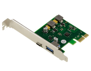 Carte contrôleur PCIe x1 2 ports USB 3.0 5G type A et C, autoalimentée, sortie 5V 3A par port, support UASP, chipset FRESCO LOGIC FL1100