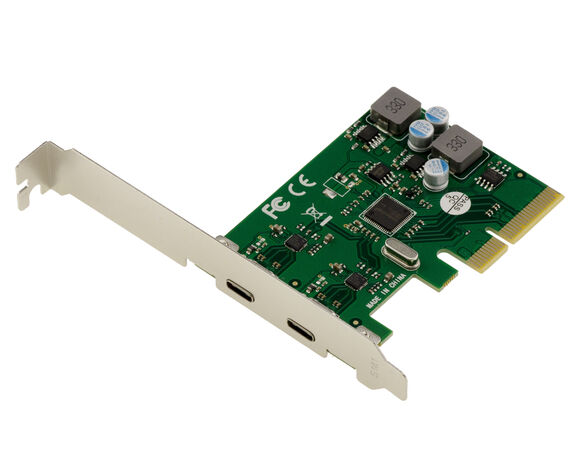 PCIe card with 2 USB 10G Type-C ports, 5V/3A, with ASM1142 chipset