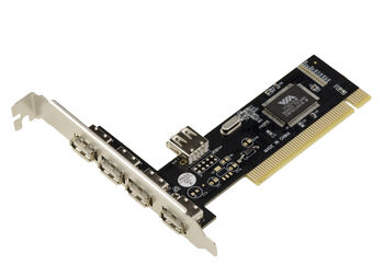 Carte PCI 32 bits 5 ports USB 2,0 de type A dont 4 sur équerre arrière et un port interne. Utilise le chipset VIA VT6212L.