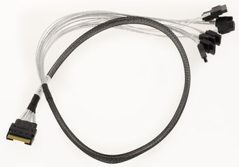 PCIe 4.0 cable with Slim SAS SFF-8654 8i 74-pin connectors to 8x SATA, length 80cm