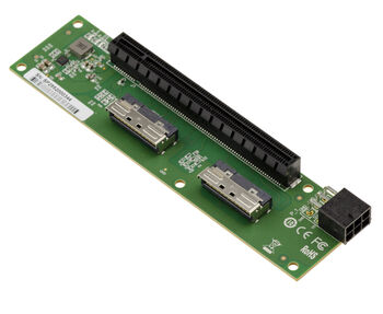 2-port MCIO 8i to PCIe Gen 5.0 x8 or x16 card to relocate a PCI express port - Parallel orientation
