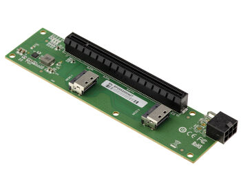 Carte 2 ports MCIO 4i vers PCIe Gen 5.0 x8 ou x4 pour délocaliser un port PCI express, connecteurs MCIO perpendiculaires au slot PCIe
