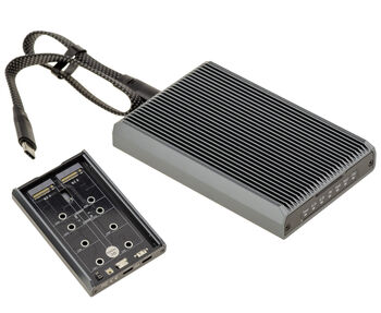 Boitier Aluminium RAID et station de clonage USB 3.2 20G pour 2 SSD M2 double protocole M2 NVMe et M2 SATA. Montage PM ou RAID 0 1, et clonage d'un SSD vers l'autre