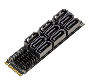 Carte contrôleur M2 M Key vers 9 Port SATA 3.0 6Gbps avec chipset RTL9101 et architecture multi contrôleurs