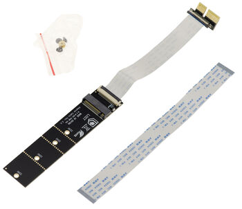 Carte adaptateur riser PCIe x1 pour SSD M.2 NVMe avec nappes souples 10 et 15cm