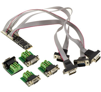Carte M.2 B+M Key vers 4 Ports COM Série RS422 RS485 montage DB9 ou filaire avec chipset WCH384. Contrôleur M2 PCIe vers RS-422 RS-485