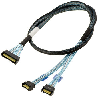 MCIO 8i 74-pin to 2x MCIO 4i 38-pin Breakout Cable SFF-TA-1016 PCIe Gen5 32 GT/s 75 cm Amphenol