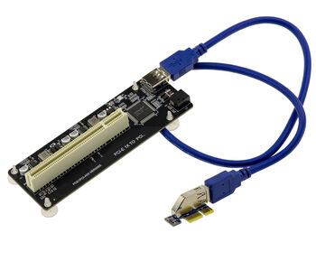 PCIe x1 to 32-bit 33 MHz 5V PCI bus adapter card with reinforced capacitors, ASM1083 chipset