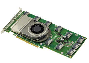 PCIe 4.0 Switch Controller Card with 10 SFF-8654 8i Ports for Replicating 10 Gen4 x8 Ports for x8 GPUs and Industrial Applications