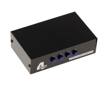 Switch AUDIO Stereo + VIDEO Composite - 4 Ports Switch one input to 4 outputs or 4 inputs to one output
