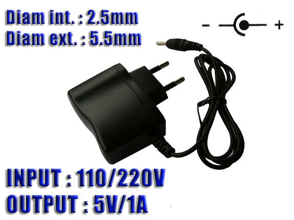 External AC DC power supply - 220V to 5V 1A with 2.5x5.5 connector