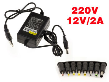 External power supply AC DC - 220V to 12V 2A with 8 adaptable connectors
