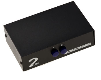 Switch AUDIO Stereo + VIDEO Composite - 2 Ports / Route one input to 2 outputs or 2 inputs to one output