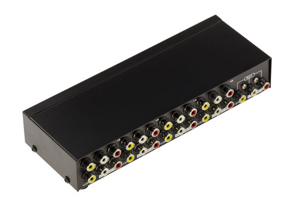 Switch Audio Stereo + Video Composite - 8 Ports - Needle One Input to 8 Outputs or 8 Inputs to One Output