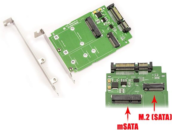 mSATA and (M2 NGFF) to SATA adapter With Low/High Profile bracket With Low/High Profile bracket