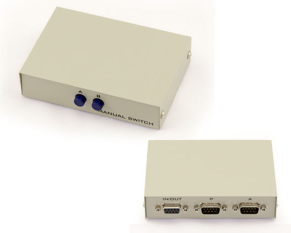 RS232 serial sharing box / RS-232 switch / 2 ports - Reversible: 2 inputs to 1 output OR 1 input to 2 outputs