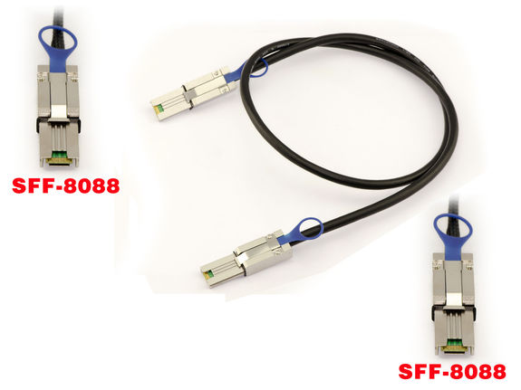 Câble SATA/SAS MiniSAS SFF-8087 Vers SFF-8087 – Longueur 80 Cm, Tresse Protection – Pour Serveurs, Baies De Stockage