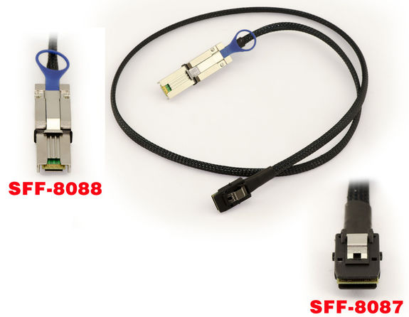 Cordon SAS MiniSAS SFF-8088 vers SFF-8087 Longueur 100cm