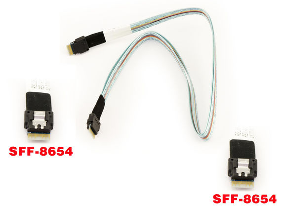 SAS MiniSAS SFF-8654 4i to SFF-8654 4i cable - SAS 4.0 Shielded - Length 50cm Shielded - Length 50cm