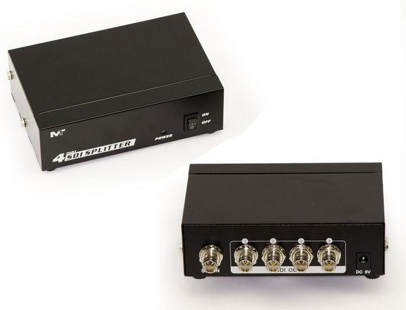 4-Port SDI Splitter - Duplicates Stream to 4 Simultaneous Outputs - SD-SDI/HD-SDI and 3G-SDI 297MB/s compatible