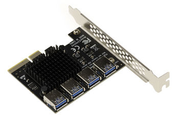 4x PCIe to 4 port USB3 replication card - 20G BAND - For PCIe port expansion. BTC Mining Expansion Card