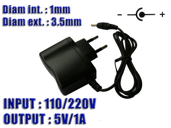 External AC DC power supply - 220V to 5V 1A with 1x3.5mm connector