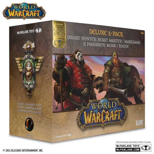 World of Warcraft Pack 2 statuettes PVC 1/12 Dwarf Hunter: Beast Master & Pandaren: Monk (Gold Label) McFarlane Toys