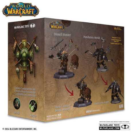 World of Warcraft Pack 2 statuettes PVC 1/12 Dwarf Hunter: Beast Master & Pandaren: Monk (Gold Label) McFarlane Toys