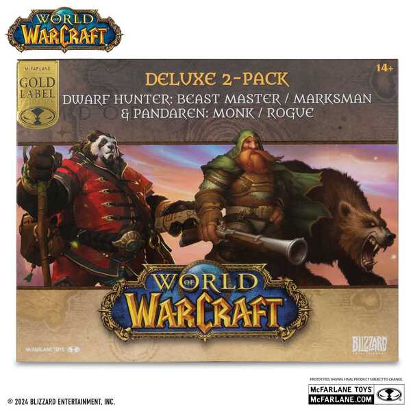 World of Warcraft Pack 2 statuettes PVC 1/12 Dwarf Hunter: Beast Master & Pandaren: Monk (Gold Label) McFarlane Toys