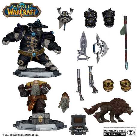 World of Warcraft Pack 2 statuettes PVC 1/12 Dwarf Hunter: Beast Master & Pandaren: Monk (Gold Label) McFarlane Toys