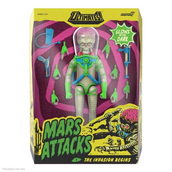 Mars Attacks ultimates! wave 02 Martian Invasion Begins glow in the dark SUPER 7