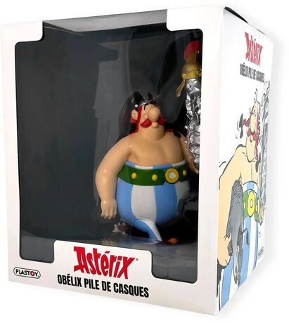 Asterix statuette Obelix Stack of Helmets and Idéfix Plastoy