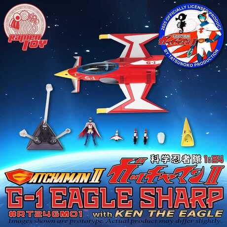 La bataille des planetes Gatchaman II figurine avec véhicule 1/24 G-1 Eagle Sharp & Ken The Eagle Ramen toy
