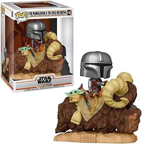 Star Wars The Mandalorian POP! Deluxe Vinyl figurine The Mandalorian on Bantha with Child in Bag FUNKO