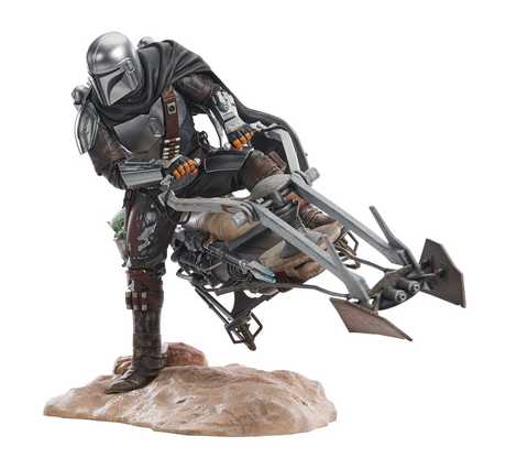 Star Wars: The Mandalorian statuette Premier Collection 1/7 Din Djarin on Speeder Bike GENTLE GIANT