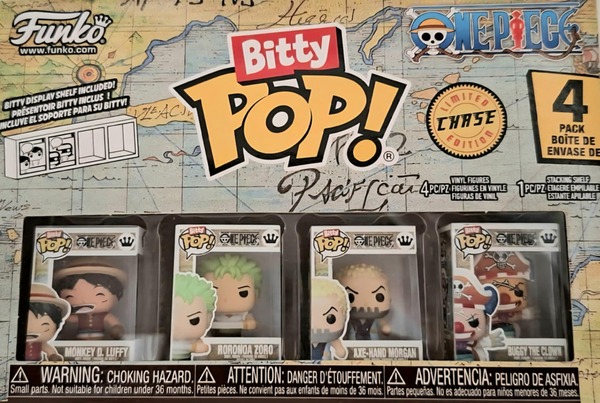 One Piece pack 4 figurines Bitty POP! Vinyl Luffy, Zoro, Morgan, Buggy Funko